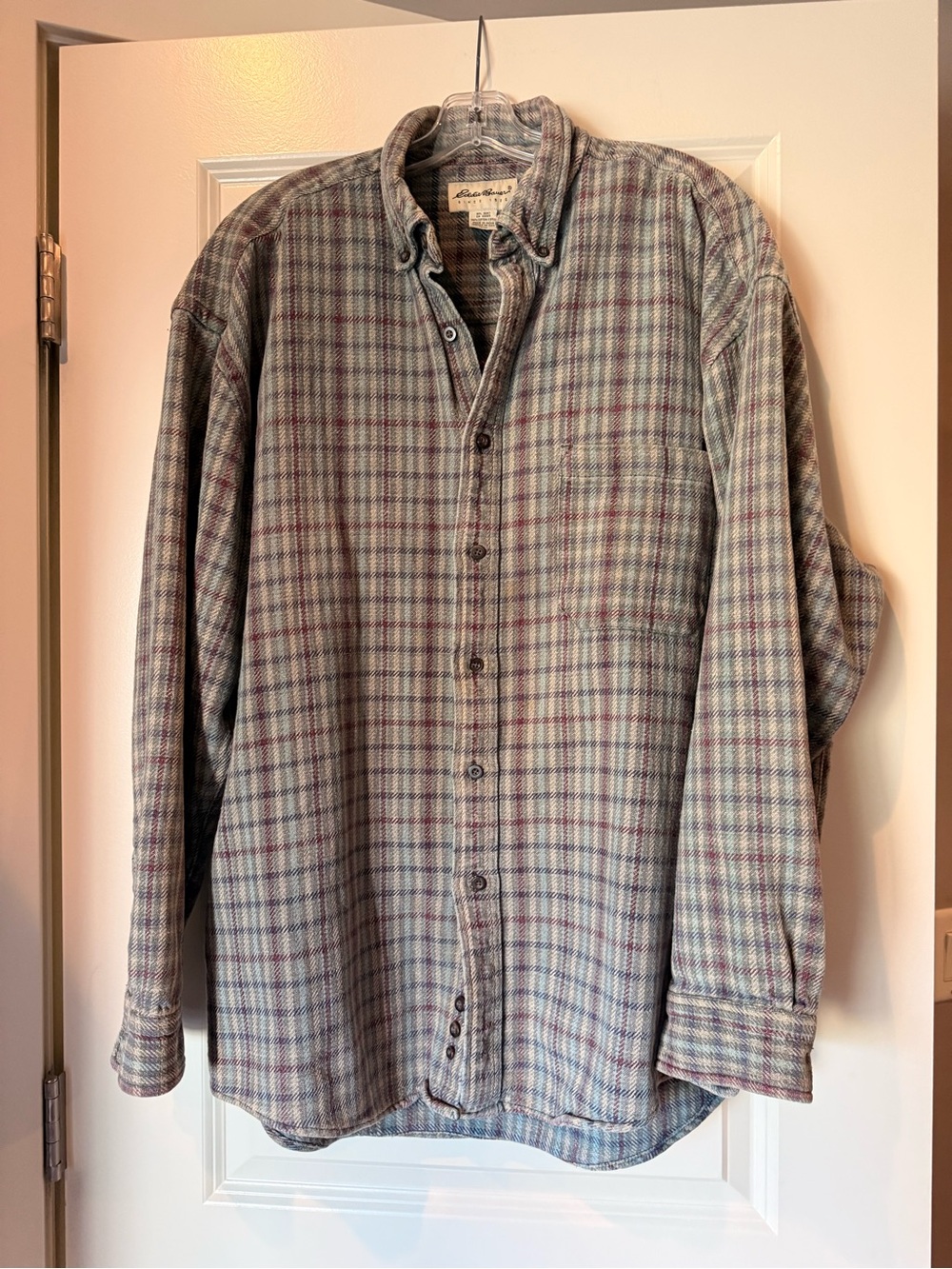 Eddie Bauer Plaid Button-Down Shirt, Heavy Cotton, XL